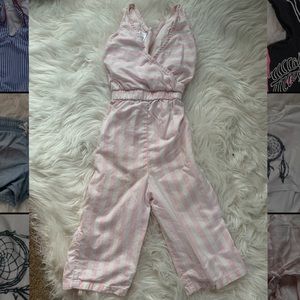 Carters Girls Pink & White Striped Jumpsuit
